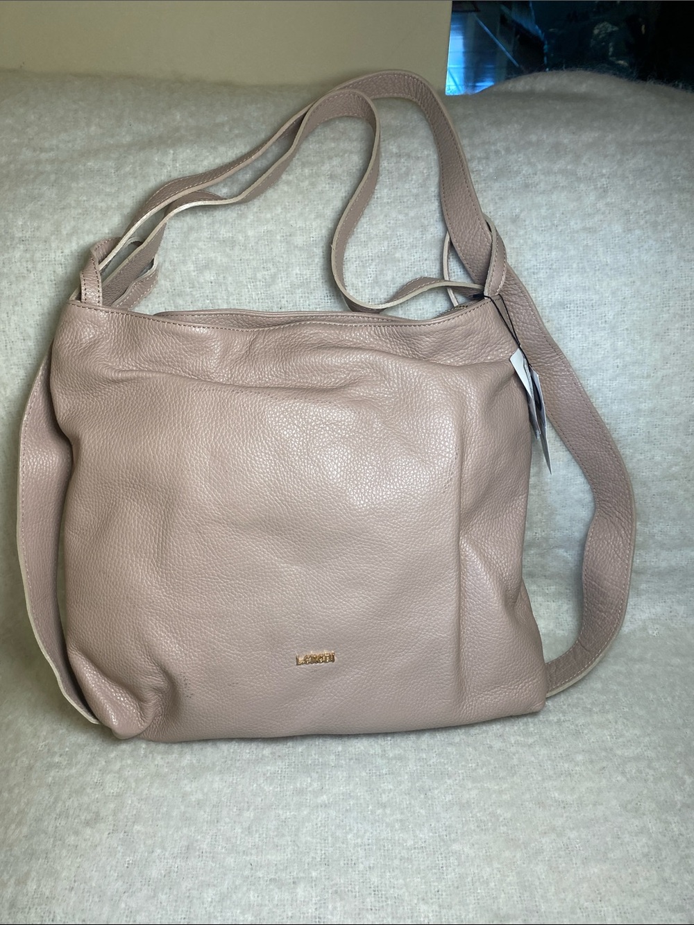 L. Credi Soft Blush Pebbled Leather Shoulder Bag
